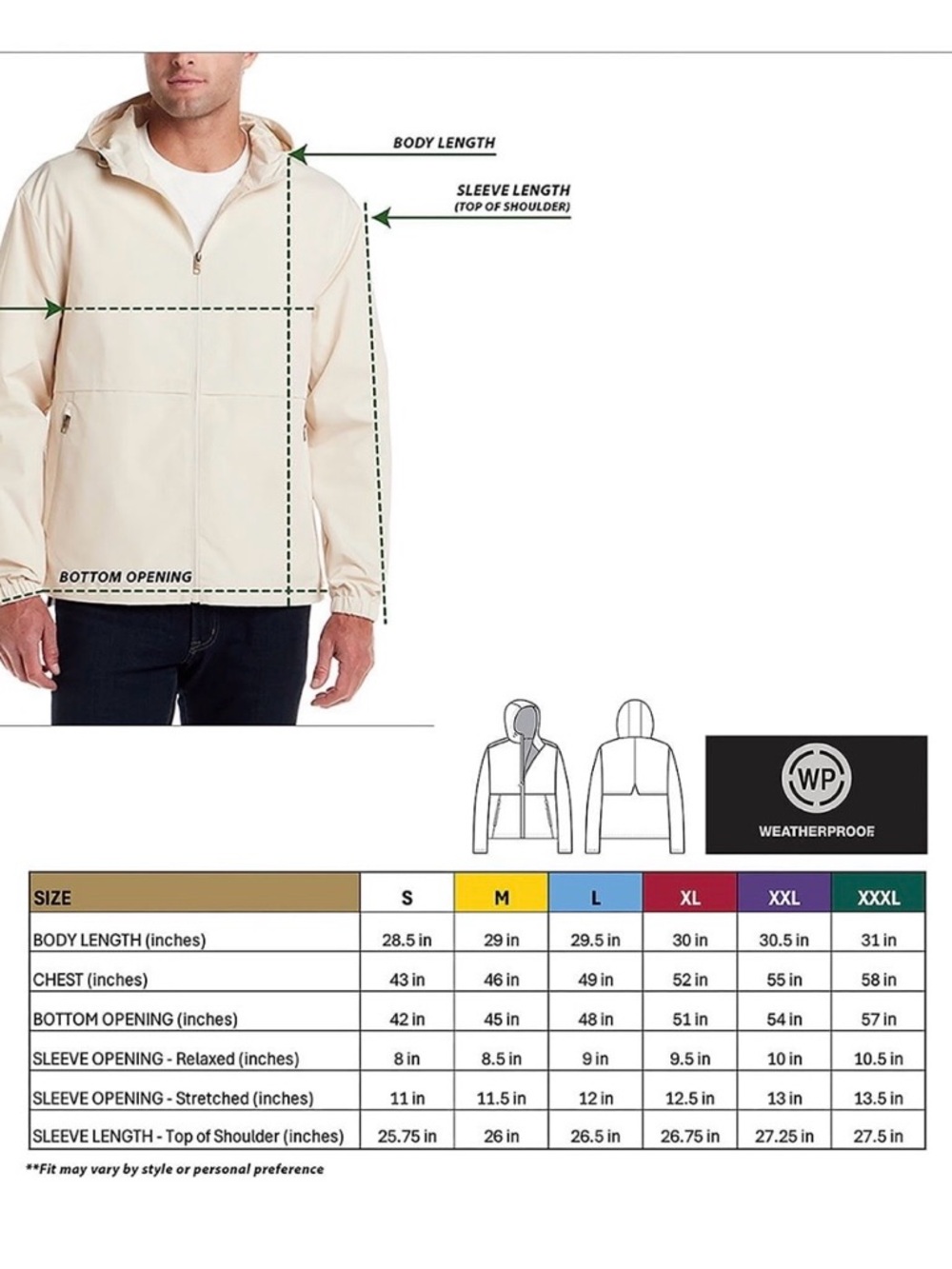 Weatherproof Men's Hooded Rain Jacket in Khaki - Picture 6 of 6